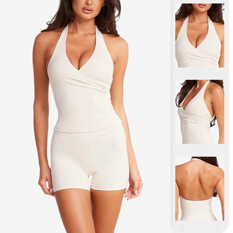 V-neck Cross Neck Vest, Chest Pad, Yoga Clothes Top, Women's Quick-drying Sports and Fitness Clothes Top Sport Bra Tank Top
